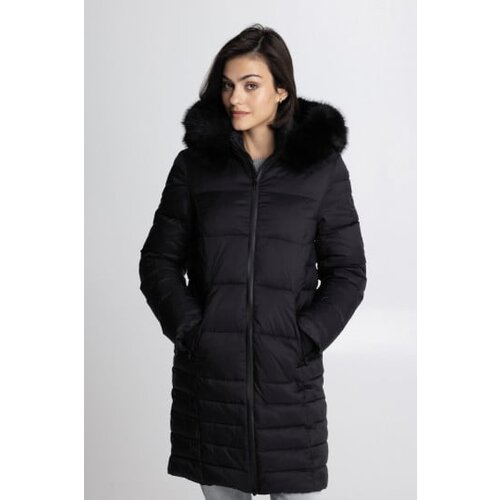 Legendww zenska crna duga jakna sa krznom Cene