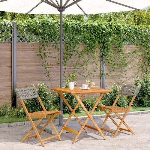 VidaXL 3-dijelni bistro set od poliratana i masivnog drva sivi Slike