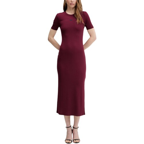 Calvin Klein Jeans Dolge obleke A - MODAL RIB SS DRE LV044C902G Rdeča Cene