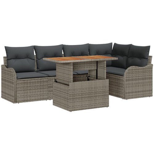 vidaXL set od 6 komada vrtnih sofa s jastucima siva poli ratan, 2-sjedalna vrtna sofa s pohranom i jastucima siva poli ratan Cijene