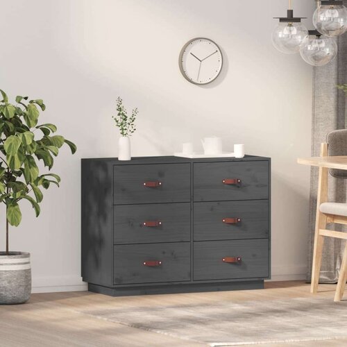  Komoda siva 100 x 40 x 75 cm od masivne borovine Slike