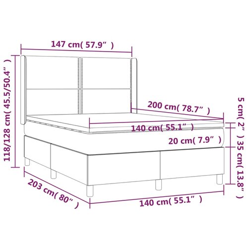  Krevet box spring s madracem LED plavi 140x200 cm od tkanine Slike