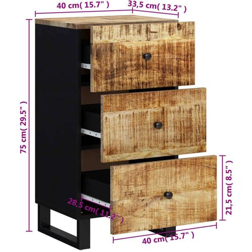vidaXL Komoda s 3 predali 40x33,5x75 cm trden mangov les Cene