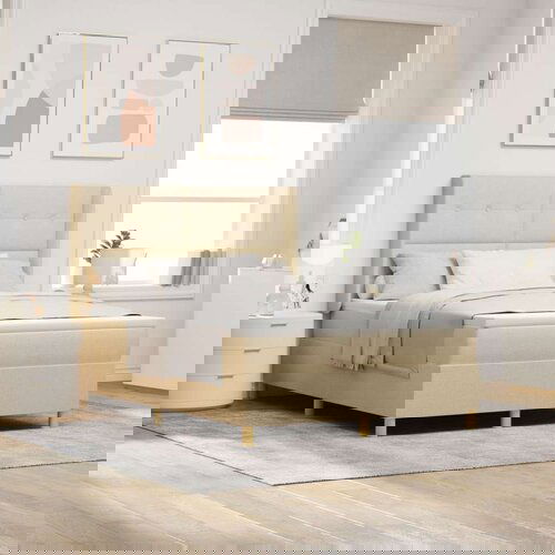 Box Spring postelja z vzmetnico in LED krem 160x200 cm tkanina, (22049592) Slike