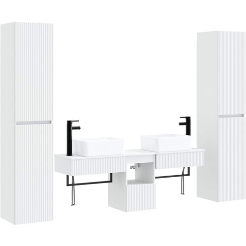  Set namje&amp;scaron;taja za kupaonicu 5 kom. Bijela visokog sjaja 33 x 34,5 x 160 cm Slike