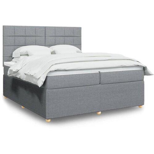 vidaXL Box spring postelja z vzmetnico svetlo siva 200x200 cm blago Cene