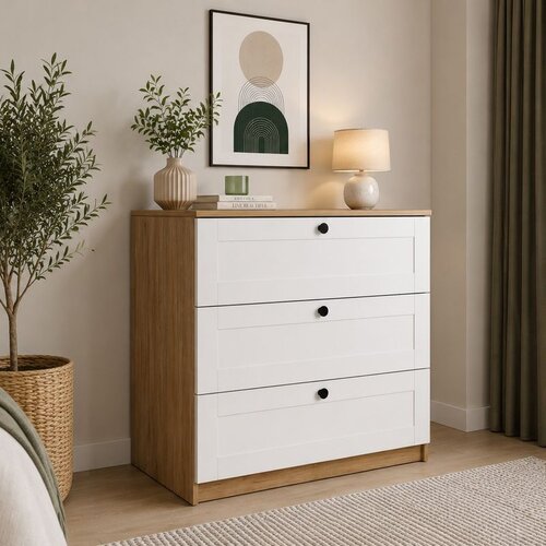 Hanah home komoda Lucas 1600-237, 80 cm, orah / bela Slike
