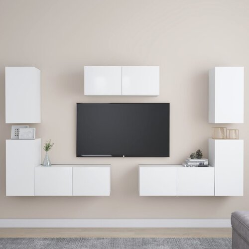  7-dijelni set TV ormarića bijeli od iverice Slike