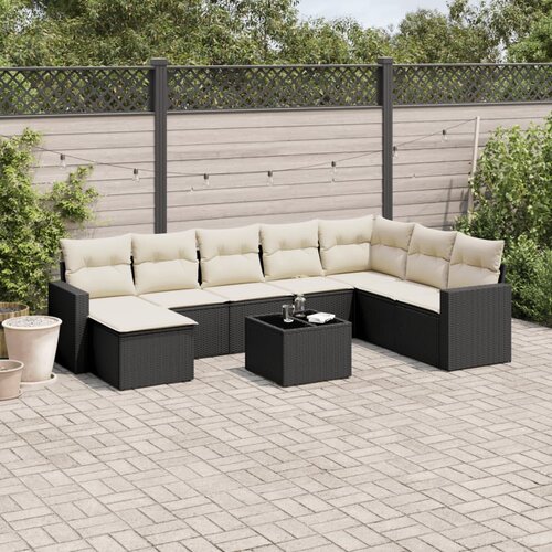  9-dijelni set vrtnih sofa s jastucima crni od poliratana Cijene