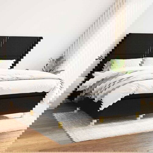  Krevet s oprugama i madracem crni 140 x 190 cm od tkanine Slike