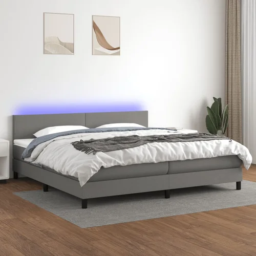 vidaXL Krevet box spring s madracem LED tamnosivi 200x200 cm tkanina