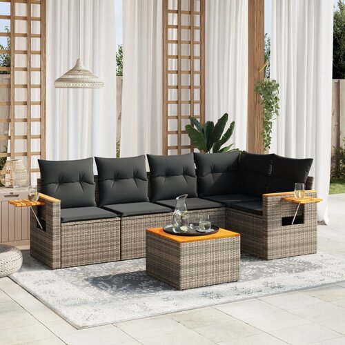 vidaXL 6-dijelni set vrtnih sofa od poliratana s jastucima sivi Cijene