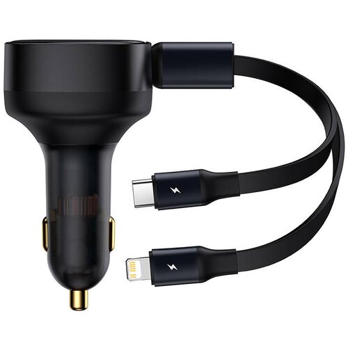 Baseus Enjoyment avtomobilski polnilec s kabli USB-C + Lightning 3A, 30W (črn), (20833632) Cene