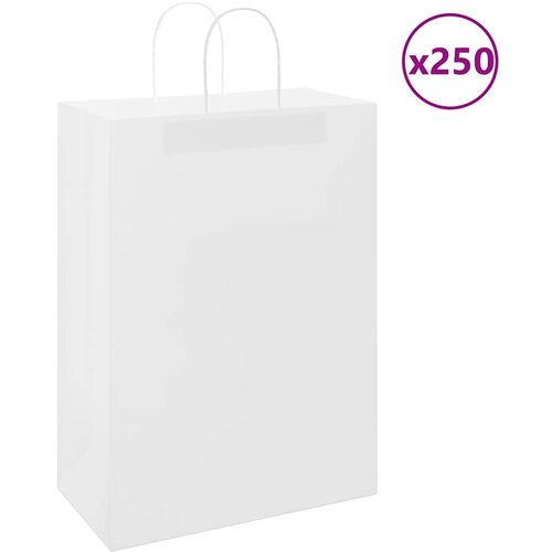 vidaXL Papirnate vrečke 250 kosov z ročaji bela 32x17x44 cm Cene