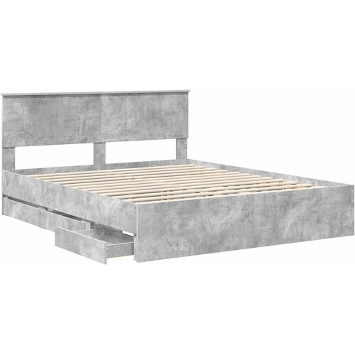  Krevetna konstrukcija s ladicama Betonski sivi 160 x 200 cm Siva 210 x 163 x 90 cm Slike