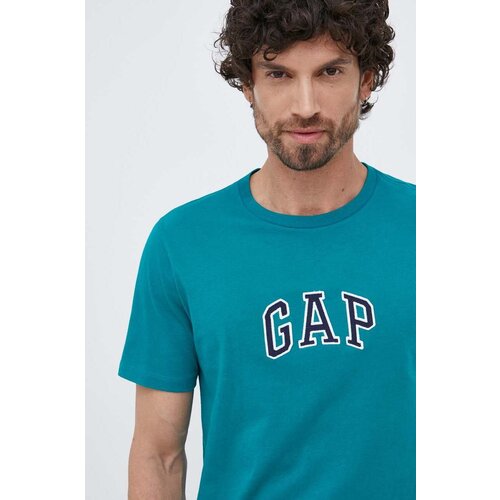 GAP Bombažna kratka majica zelena barva Slike