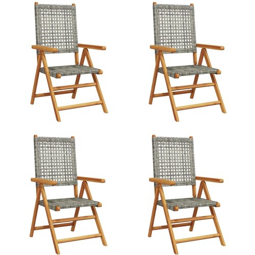 Maison Chic Nastavljivi vrtni stoli - Stol za vrt 4 kosi siv poli ratan in trden les JS116, (21877451) Cene