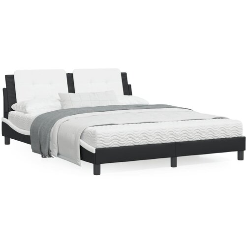 VidaXL Okvir kreveta LED crno-bijeli 160 x 200 cm od umjetne kože Slike