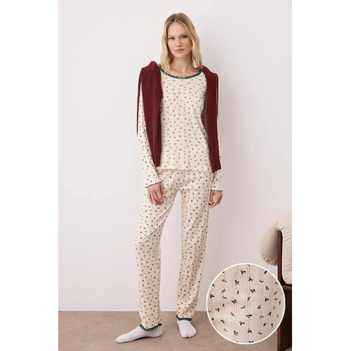 TRENDYOLMILLA Ženski set pidžame Thmaw26Pt00207, Krem Cene