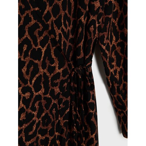 Sinsay Viskoza midi preklopna haljina u leopard uzorku Slike
