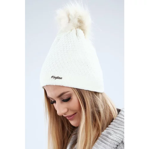 Fasardi Cream hat with silver thread for winter