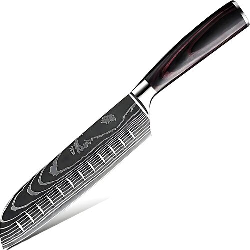  Kuhinjski nož BL-38108 - Santoku / Crna / Smeđa KP38108 Cene