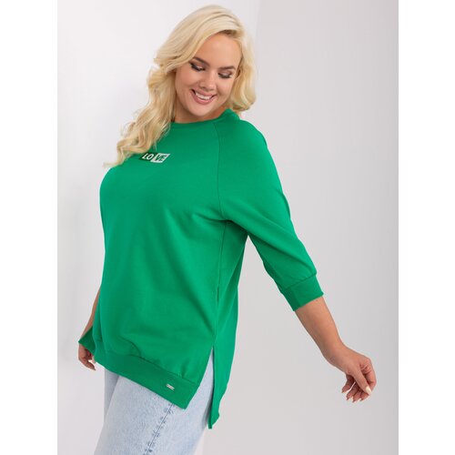 Fashion Hunters Green plus size blouse with slits Slike