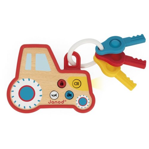 Janod Sound and Light Tractor Keychain aktivna igračka od drva 18m+ 1 kom Slike