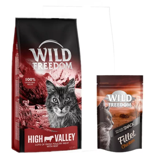 Wild Freedom suha mačja hrana 6,5 kg + Filet Snacks piščanec 100 g gratis! - Adult "High Valley" govedina - brez žit + Filet Snacks piščanec