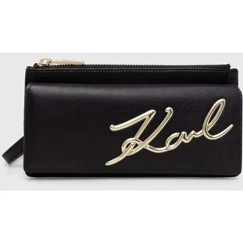 Karl Lagerfeld Usnjena torbica črna barva