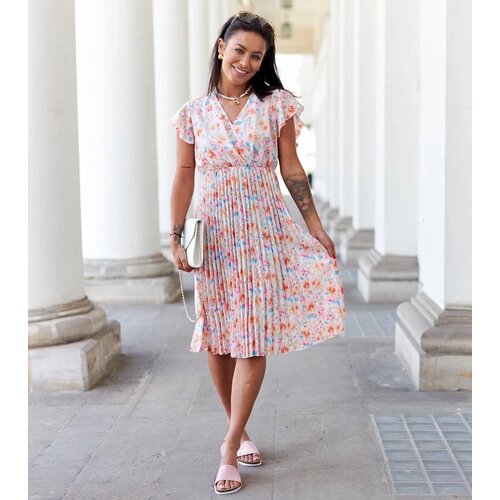 UR/CEO Pink pleated floral dress Ottavio Cene