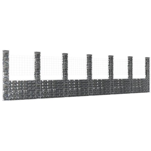 vidaXL Gabion košara U-oblike s 7 stebri železo 740x20x200 cm Cene