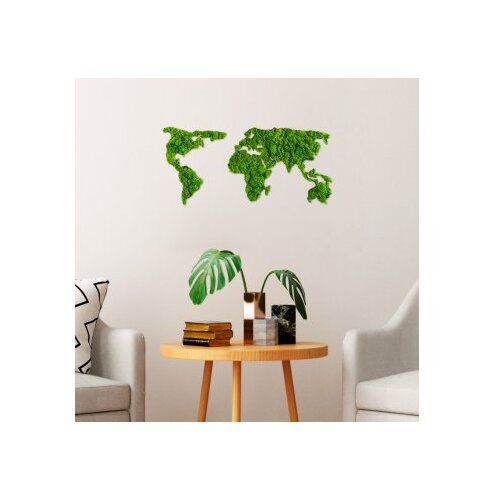 Wallxpert Zidna dekoracija Mapa svijeta, 70x32 cm 6 mm, Zelena Slike