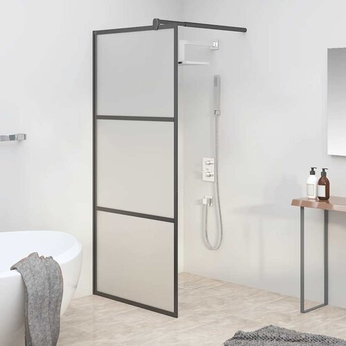 Pregrada za tu&scaron; 90 x 195 cm s mutnim staklom ESG crna Cijene