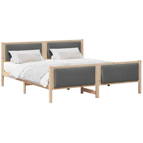  Krevetna konstrukcija Tamno siva 180 x 200 cm tkanina Smeđa Slike