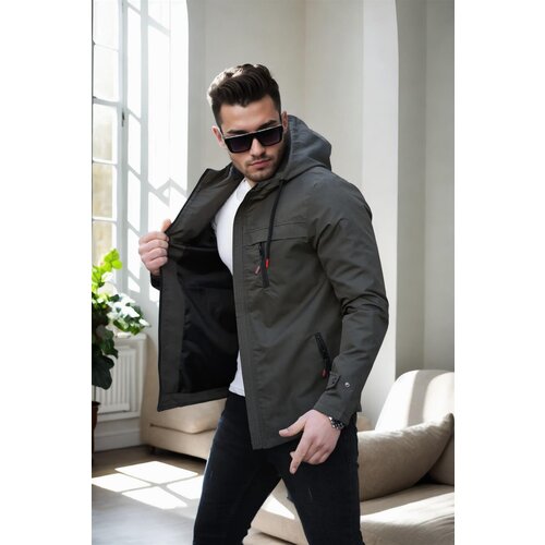 Dewberry 86622 Hooded Mens Seasonal Jacket-KHAKI Slike
