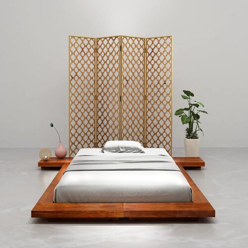 The Living Store Posteljni okvir japonski futon trden akacijev les 100x200 cm - Posteljni Okvir, (21526208) Cene