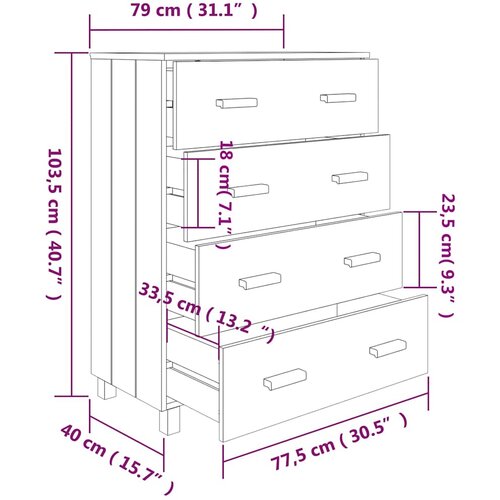 Komoda HAMAR boja meda 79 x 40 x 103,5 cm od masivne borovine Slike
