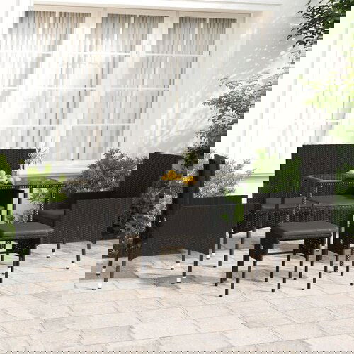  6-dijelna vrtna garnitura od poliratana s jastucima crna Cijene