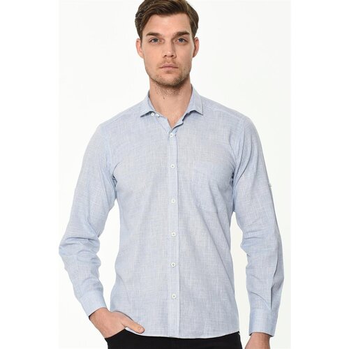 Dewberry G625 LINEN SHIRT-PLAIN BLUE Slike