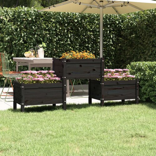 VidaXL Sadilica crna 178,5 x 44 x 75 cm od masivne borovine Slike