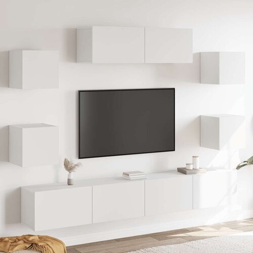  7-dijelni set TV ormarića bijeli od konstruiranog drva Slike