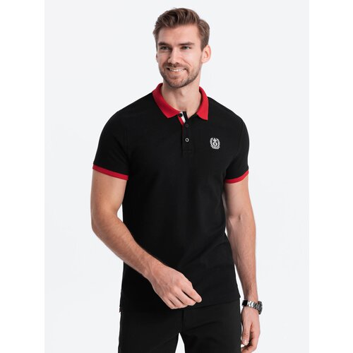 Ombre Men&amp;#039;s polo shirt with colored accents - black Slike