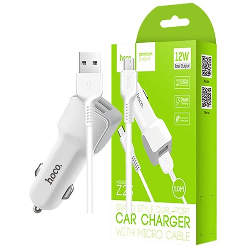 hoco. Auto punjač sa micro USB kabelom, 2 x USB, 5 V/2.4 A – Z23 Grand Style set, micro USB Cijene