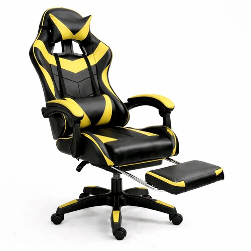 Lean Toys Igralni stol LEAN črno-rumeni &amp;ndash; ergonomski gaming stol z naslonom za noge Slike
