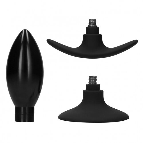 Ouch! Interchangeable Butt Plug Set Rounded Large Black Cene