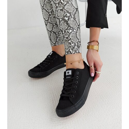 Gemre Women's black fabric lace-up sneakers Rocky Cene