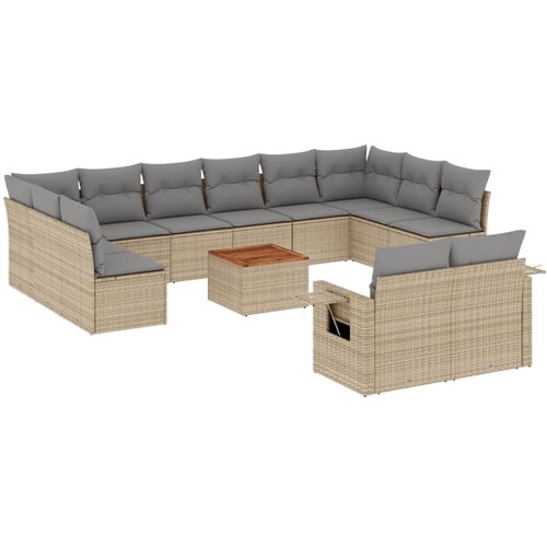  13-dijelni set vrtnih sofa s jastucima bež od poliratana Slike