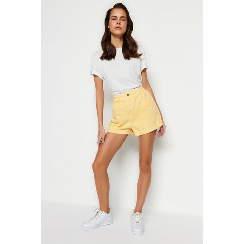 Trendyol Shorts - Yellow - High Waist Slike