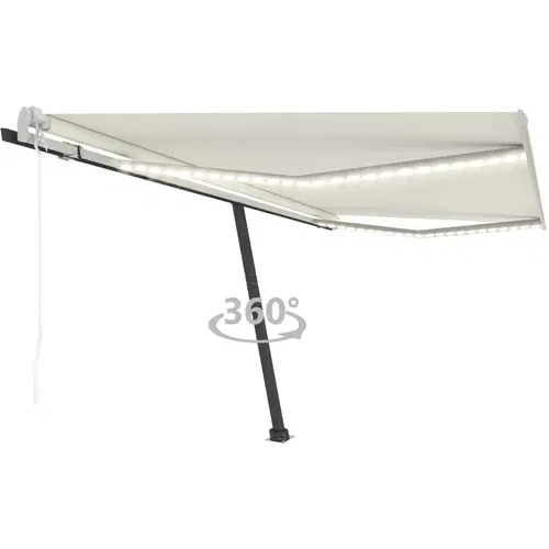 vidaXL Avtomatska tenda LED + senzor 450x300 cm krem